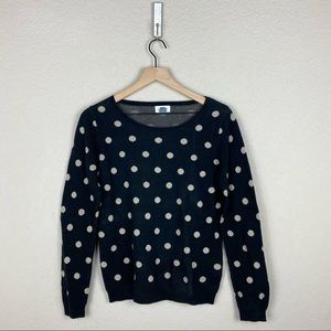 Old Navy Scoop Neck Black and Cream Polka Dot Sweater